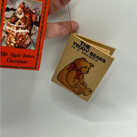 Vintage Set Night Before Christmas Mini Book Ornaments Teddy Bears Taiwan - Picture 10 of 11